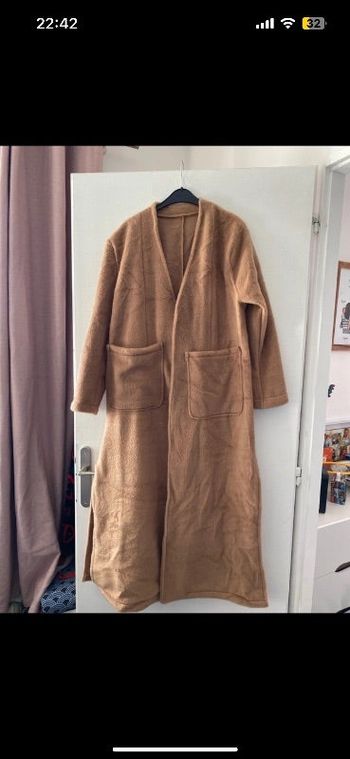 Manteau tout doux long marron