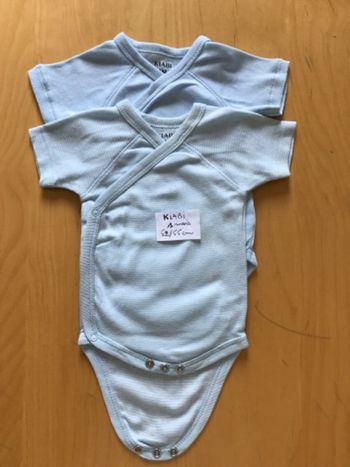 1 lot de 2 bodys manches courtes 1 mois 52/55 cm Kiabi
