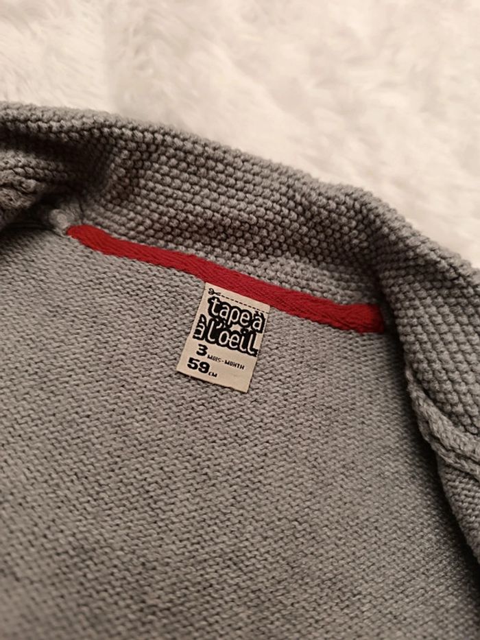 Cardigan - Gilet col châle T. 3 mois TAO - photo numéro 8