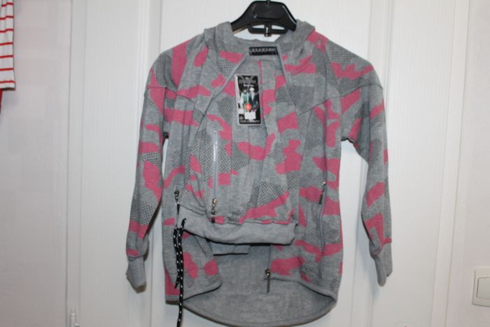 jogging survêtement gris et rose 6ans - photo numéro 3