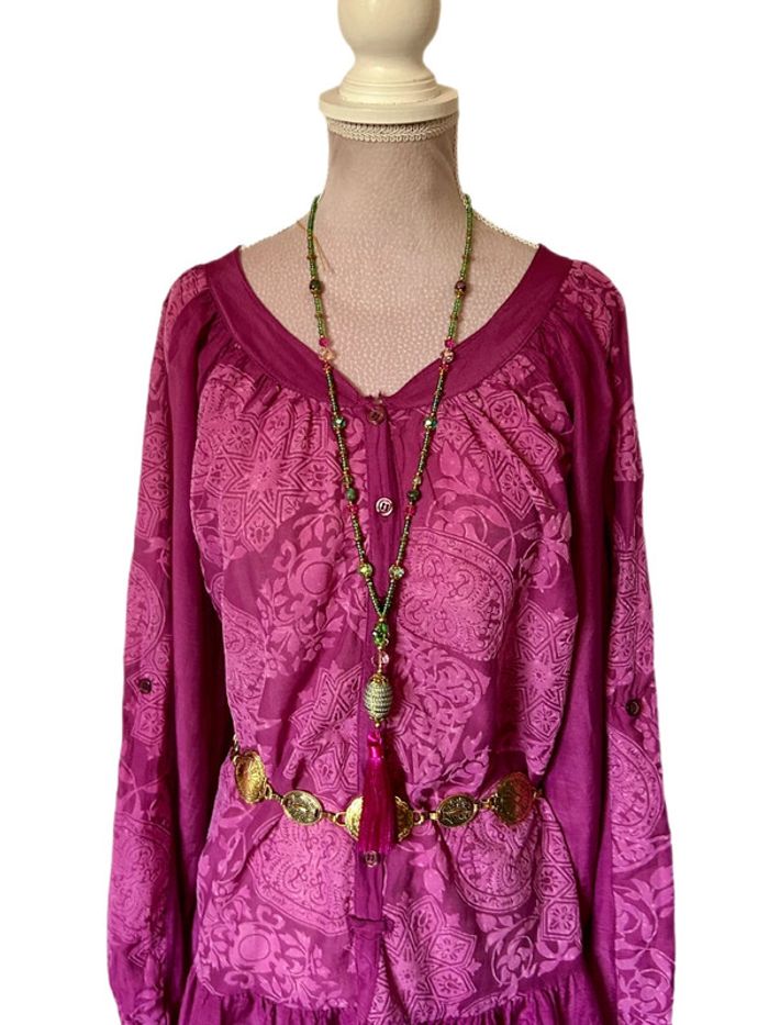 🩷🌿Blouse tunique vintage bohème soie coton taille 40/L Boho hippie chic silk blouse🌿🩷 - photo numéro 4