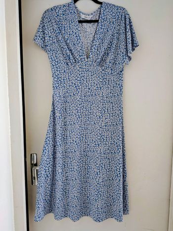 Robe longue MANGO manche courte bleu femme M