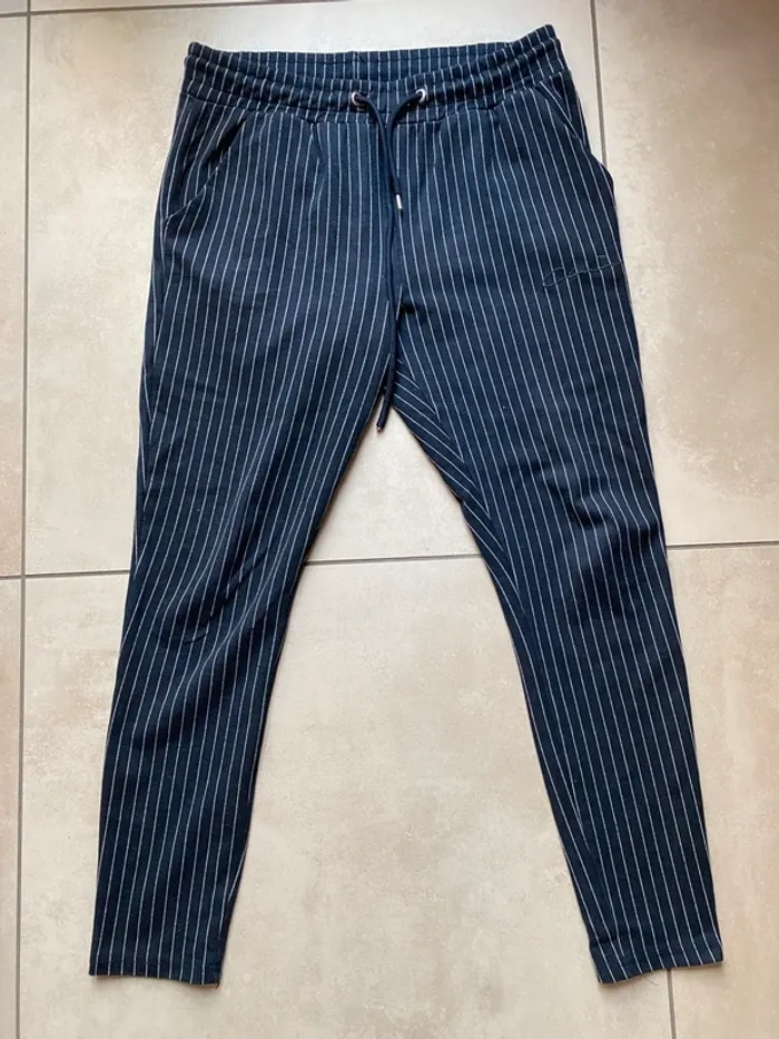 Pantalon à rayures marine blanc Closure london M