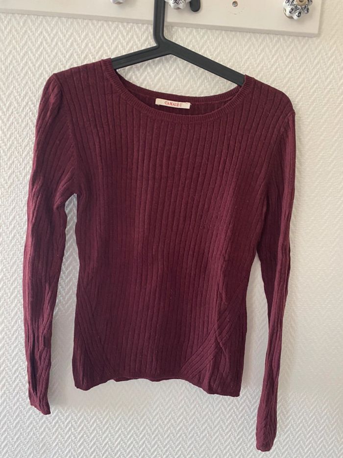Pull bordeaux Camaïeu S