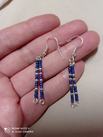 Boucles d'oreilles perles couleur au choix mélange de perles argentées fait main neuf 