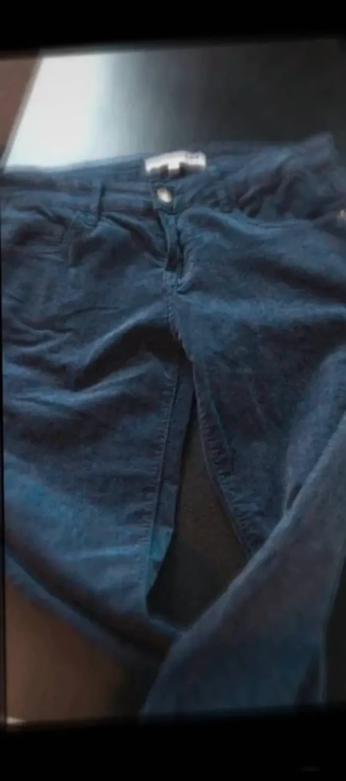 Pantalon  slim  côtelé  bleu  36 - photo numéro 9