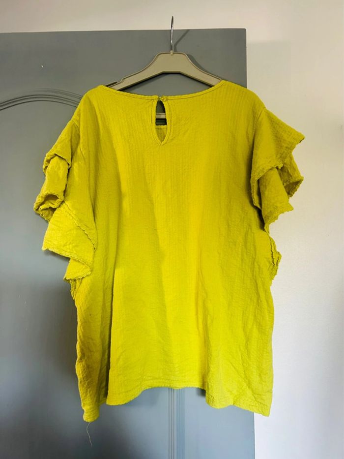 Magnifique blouse manches courtes en coton à volants • camaïeu • taille XL - photo numéro 7