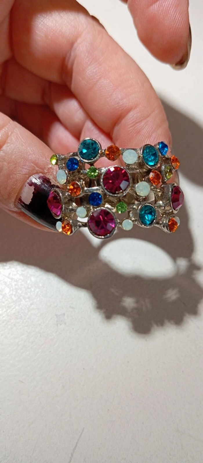 Bague multicolore strass réglable - photo numéro 6