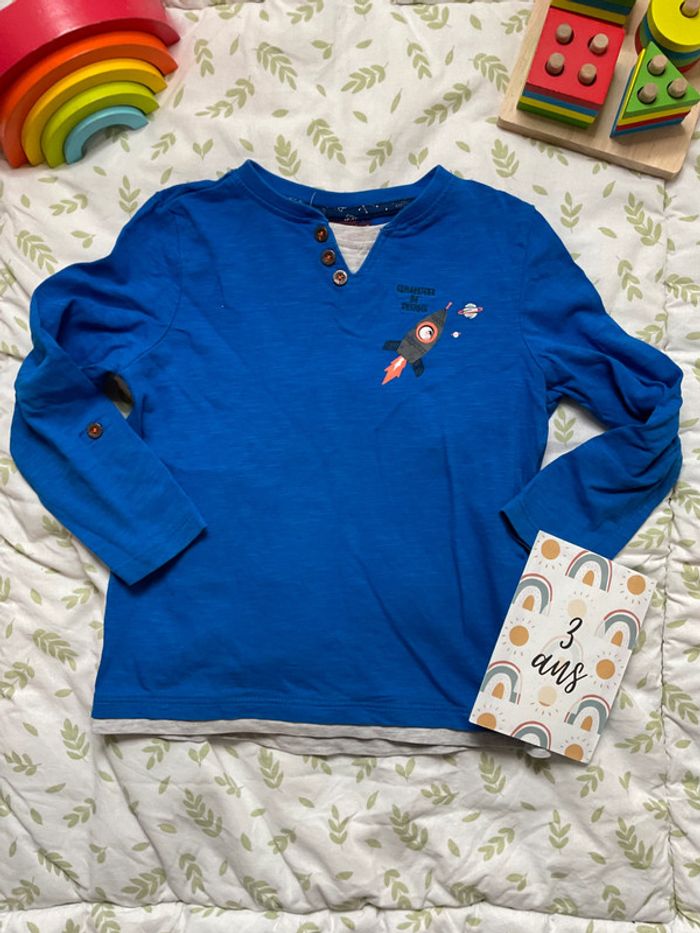 teeshirt manches longues bleu et gris 3 ans sergent major - photo numéro 2