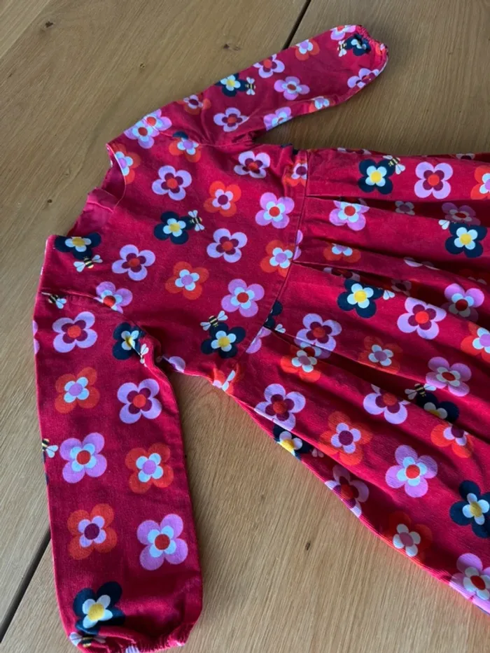 Robe ML en velours rouge avec fleurs - Taille 4 Ans - photo numéro 7
