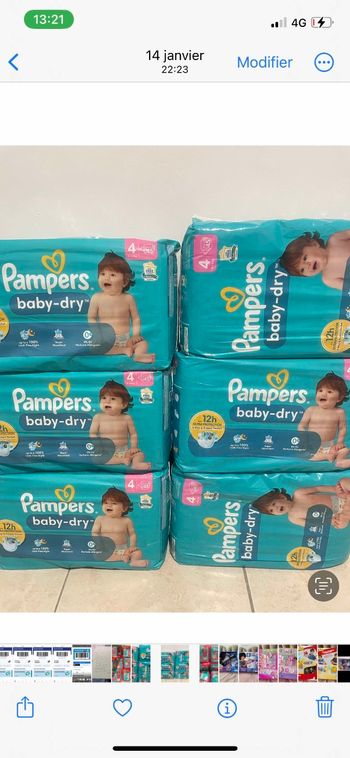 Six pack de couche pampers taille 4 normale