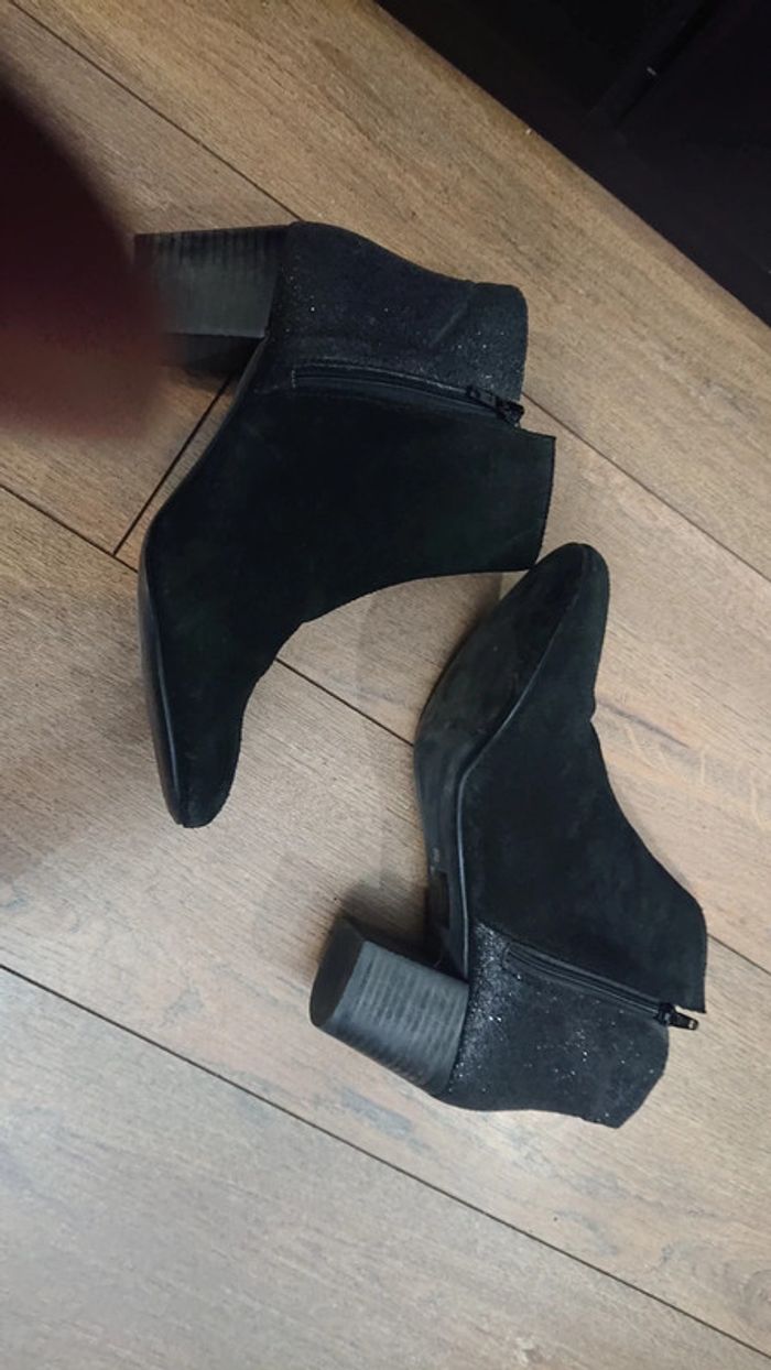 Bottines noir nubuck paillettes t 39 - photo numéro 3