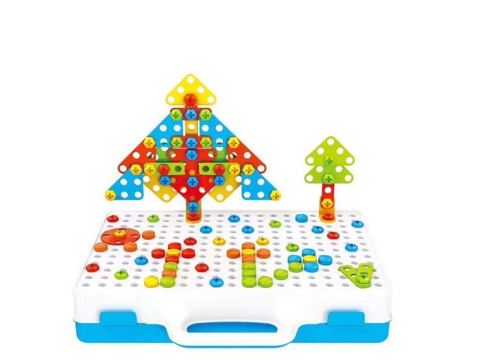 Trousse à outils portative - Jeu de construction avec perceuse pour enfants - 151 pièces neuves - photo numéro 4