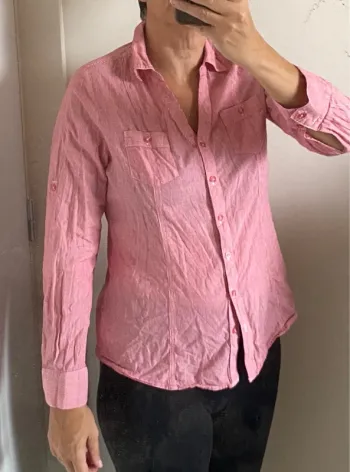 Chemise légère rayée rouge et blanc