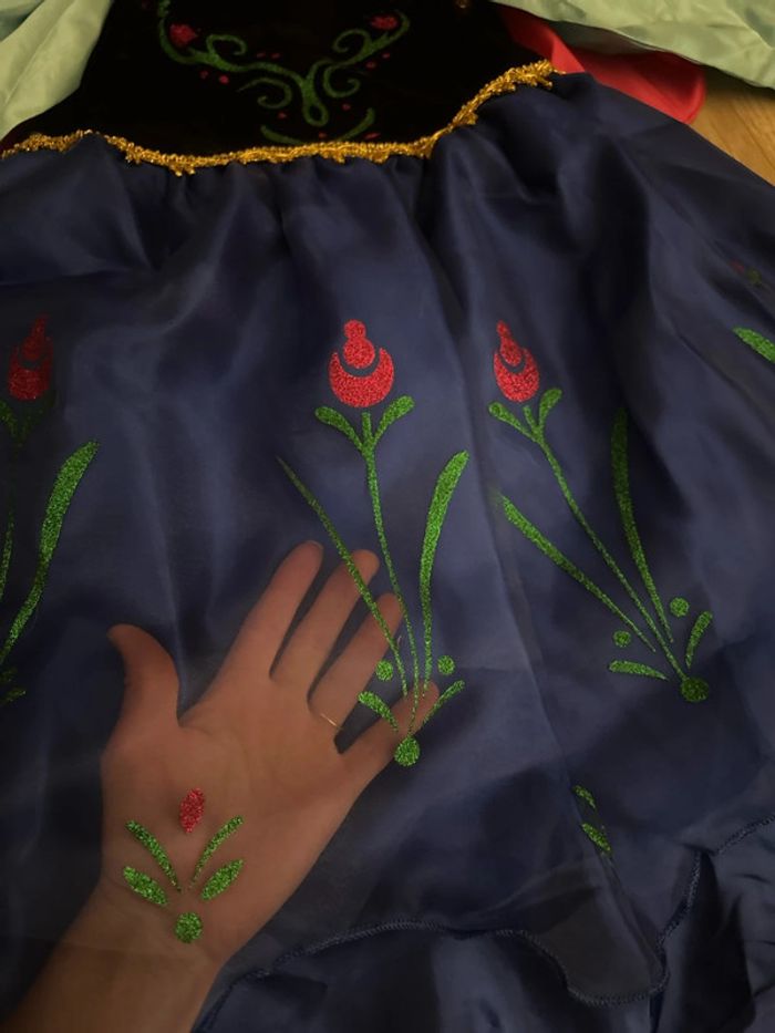 Robe déguisement Anna Reine des neiges bleue 110 cm - photo numéro 4