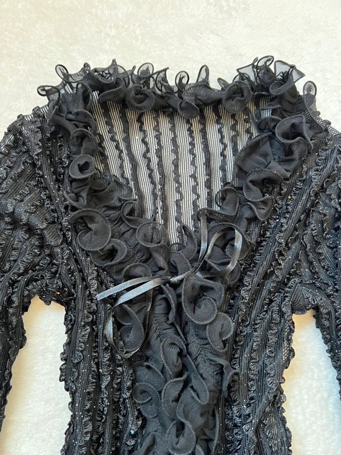 Blouse à volants froufrou pailletée Vampire Goth vintage 90s - Taille S/M - photo numéro 4