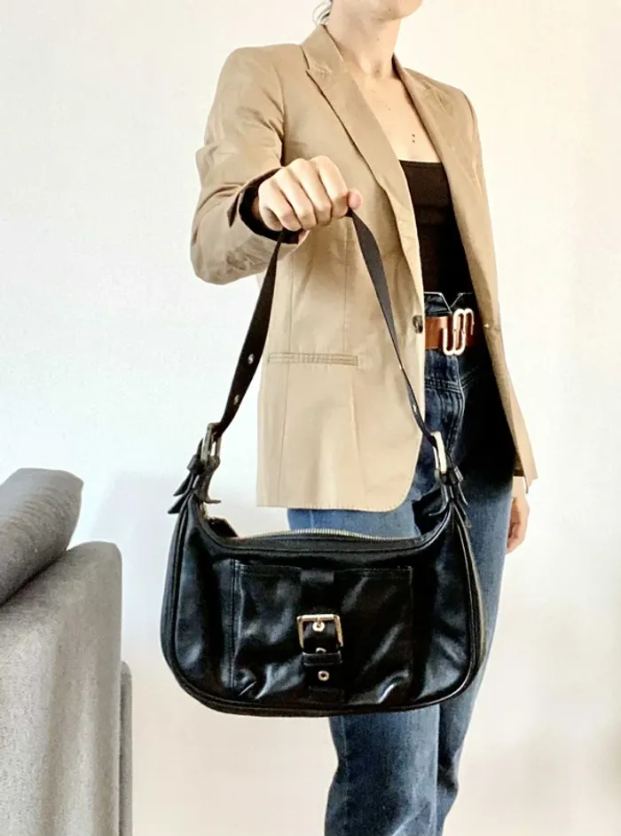 Sac Vintage Baguette Longchamp Noir Effet Ceinture - Comme Neuf - photo numéro 3
