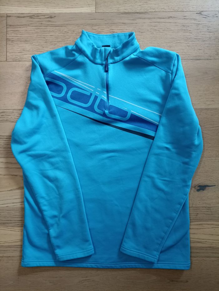 Pull col 1/2 zip manches longues Odlo bleu homme taille XL - photo numéro 2