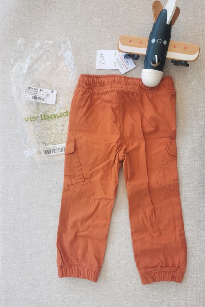 🌼Pantalon cargo rouille Vertbaudet 36 mois neuf étiquette coton Oeko-Tex - photo numéro 6