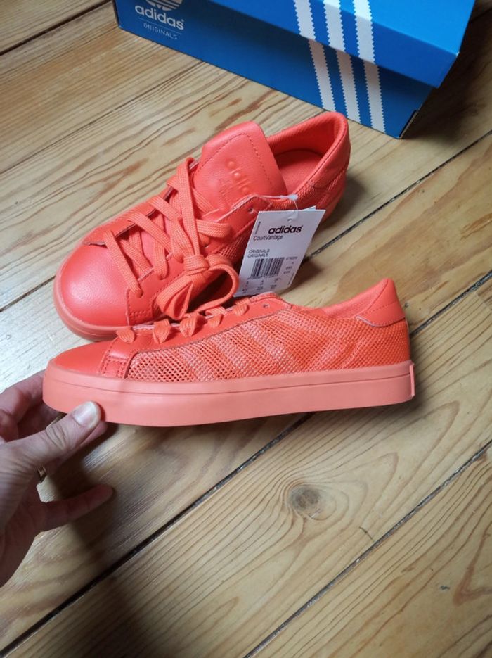 adidas court vantage orange