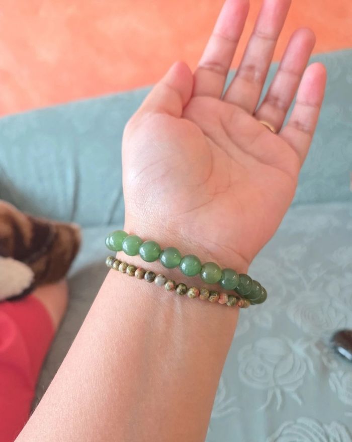 Lot bracelets Unakite et Aventurine Vert