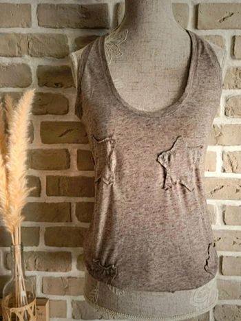 Débardeur Zadig et Voltaire taupe chiné et étoiles cousues