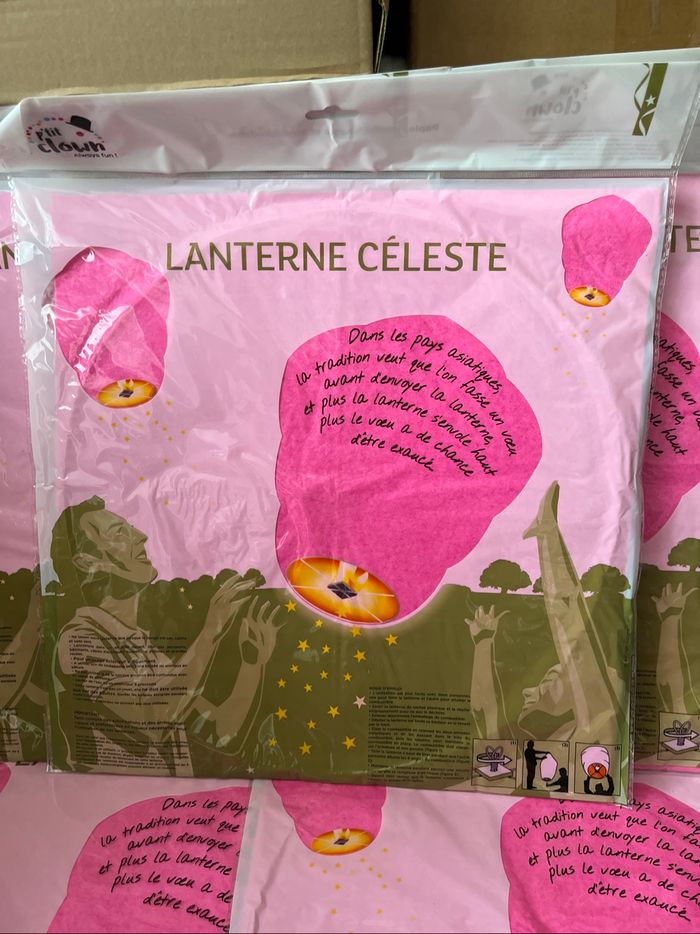 Lot 5 lanternes célestes roses 1 mètre de hauteur
