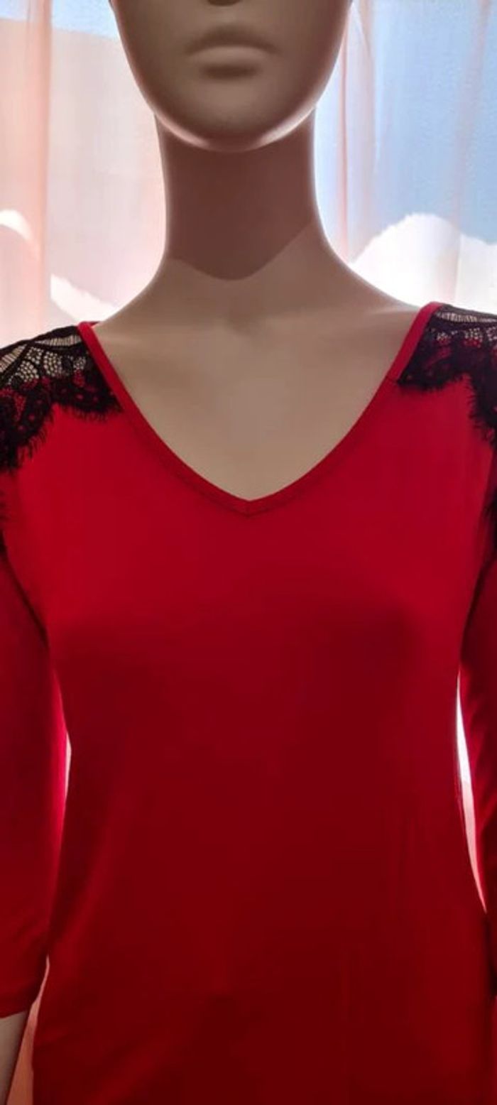 Debardeur rouge dentelé t 42 BRÉAL - photo numéro 2