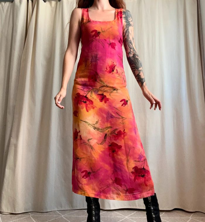 Sublime robe longue fleurie Summer Cottagecore vintage made in France 90s - Taille M - photo numéro 5