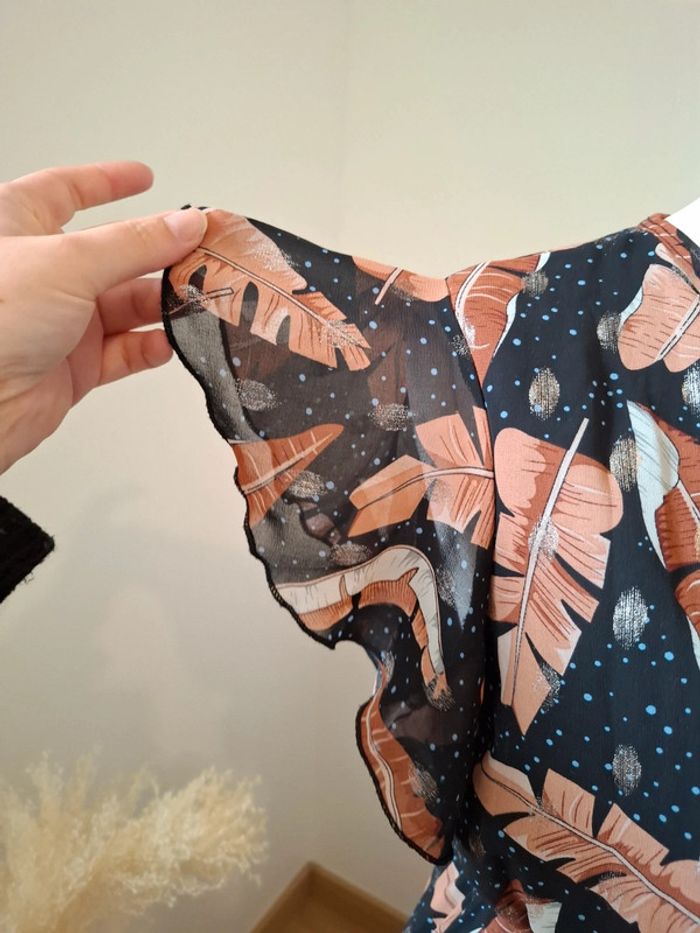 Robe longue noire asymétrique à motifs Papillone taille S 36 - photo numéro 5