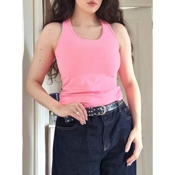 Joli Débardeur Domyos rose fluo/fuchsia élastique T38/M TBE