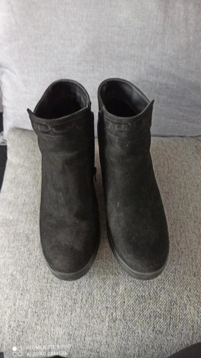 Bottines compensé taille 39 noire - photo numéro 6