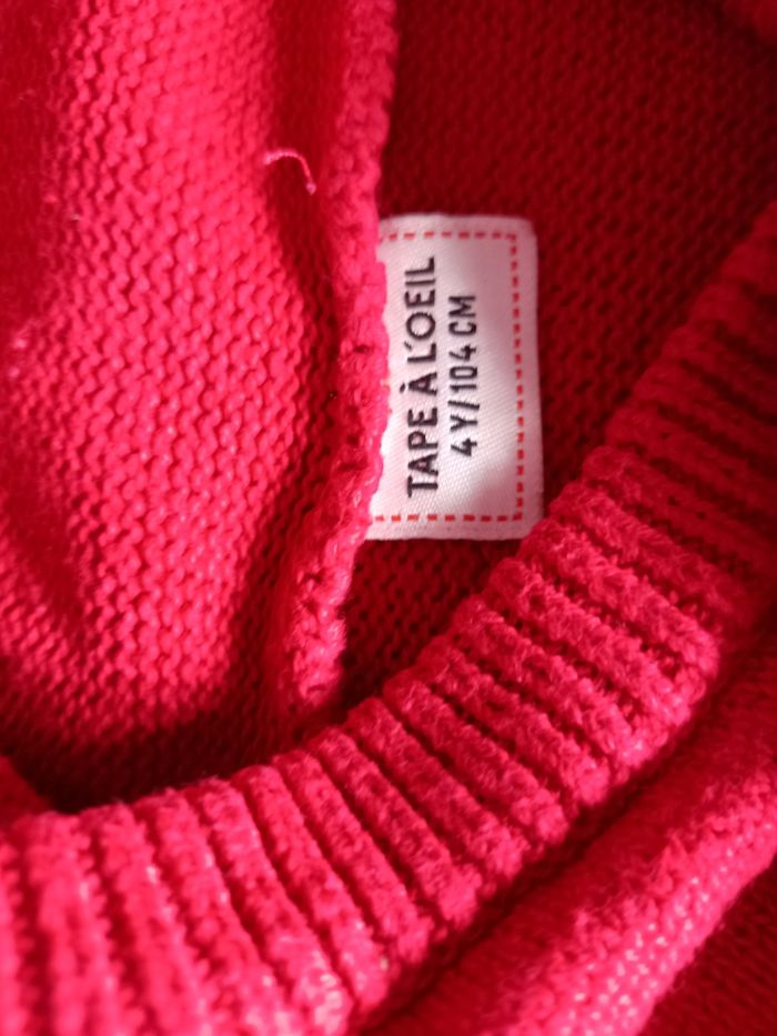Pull rouge col montant 4 ans garçon Tao - photo numéro 3