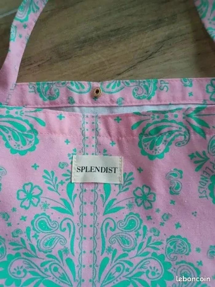 Grand sac cabas en toile rose et turquoise/menthe (prix ferme) - photo numéro 2
