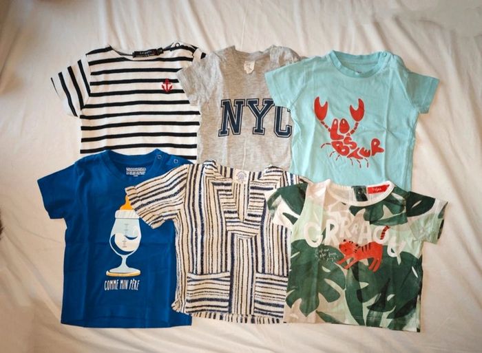 Lot de 6 tee-shirts manches courtes 6 mois multi marques
