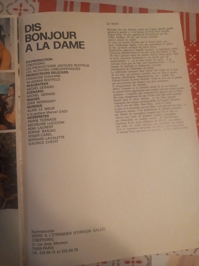 Affiche et synopsis du film : Dis bonjour à la dame - photo numéro 3