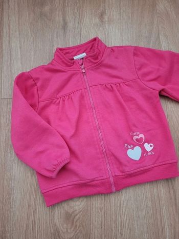 Veste de sport zippée rose fille 18 mois