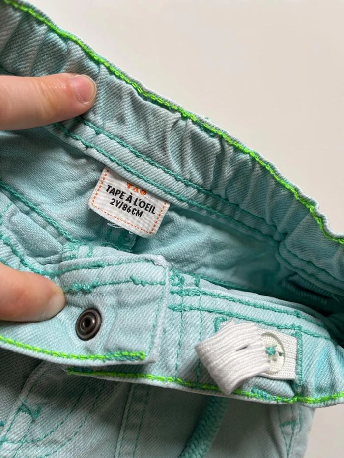 Short en jean turquoise garçon 2 ans tao - photo numéro 3