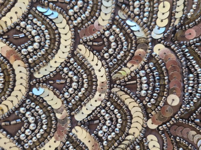 Sac à perles et paillettes doré et taupe - photo numéro 4