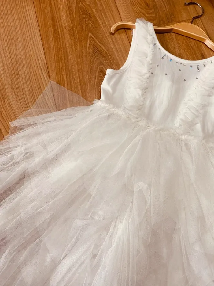 Taille 4 ans Robe longue cérémonie fille Orchestra blanche argenté * tulle * 🌼 - photo numéro 4