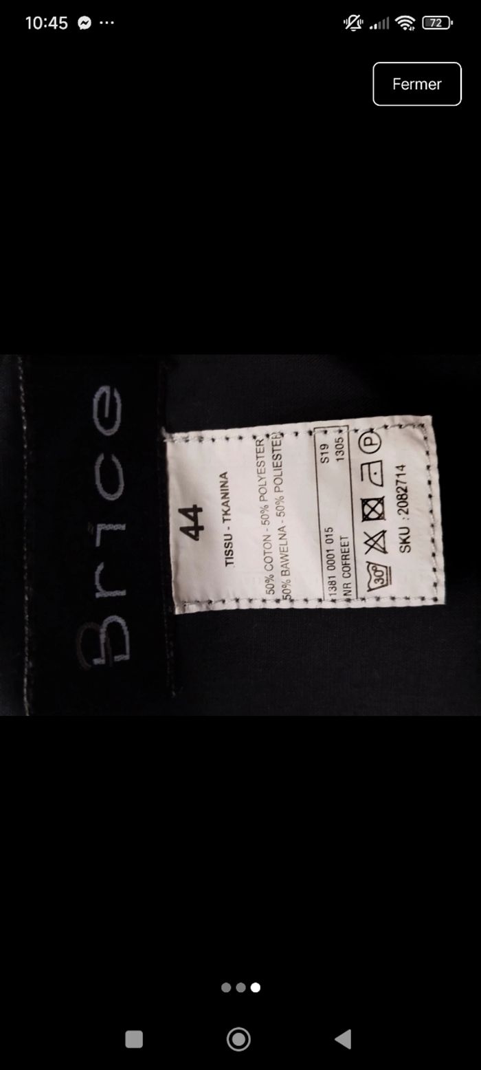 Short chino noir à fines rayures bleu Brice taille 44 - photo numéro 3