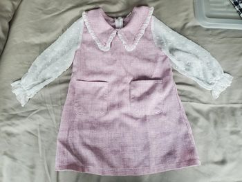 🌴 Robe style boheme rose poudré et voile blanc taille 2 ans