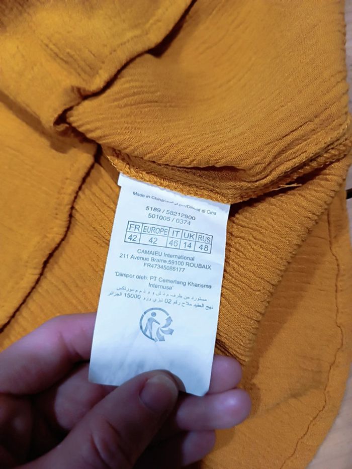 Chemise manches longues moutarde femme 42 - photo numéro 4