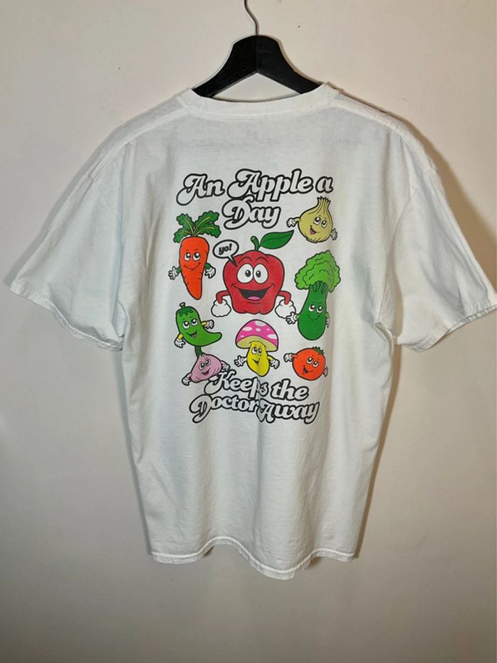 T-shirt blanc pour homme An apple a day taille L 374 - photo numéro 2