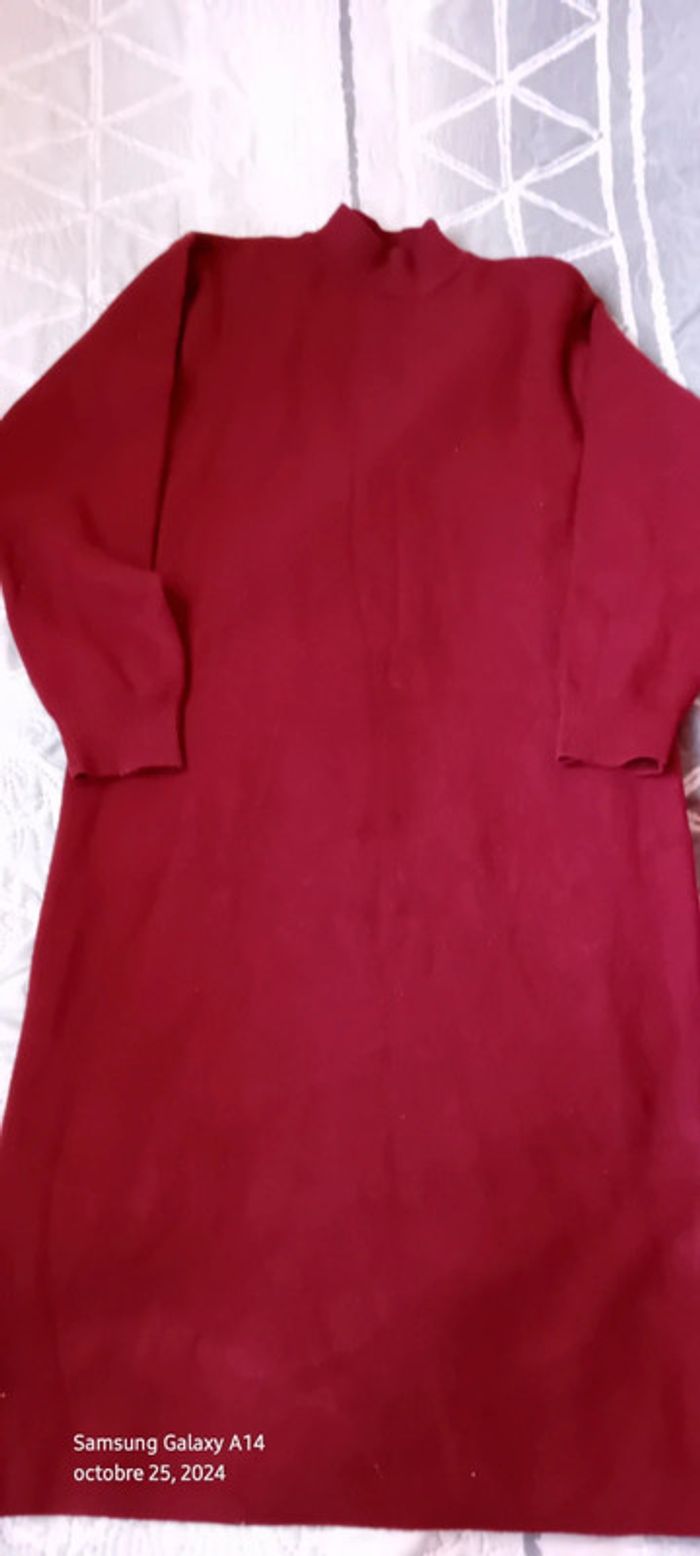Robe pull longue col montant bordeaux  femme 34/36 - photo numéro 2