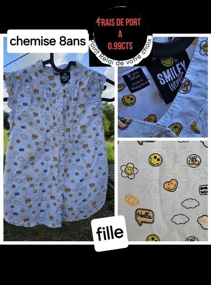 Chemise/ blouse sans manche smiley fille 10ans
