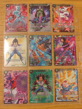 Lot 9 cartes brillantes dragon ball Super Bandai Vegeta Sangoku Boo Freezer C17