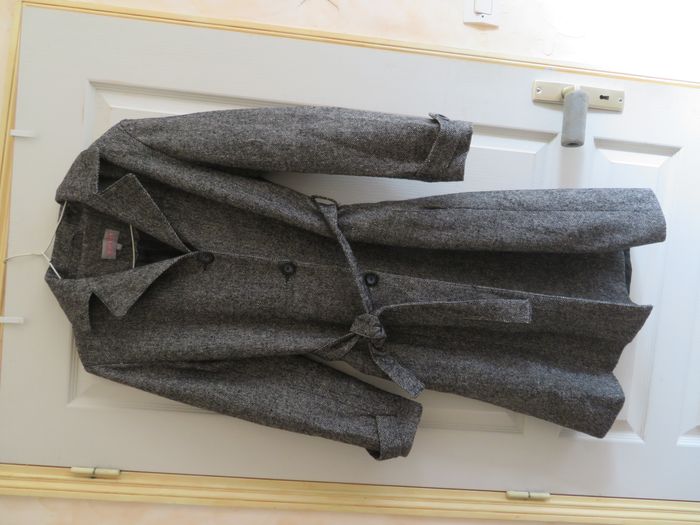 Manteau femme tissu effet chevrons