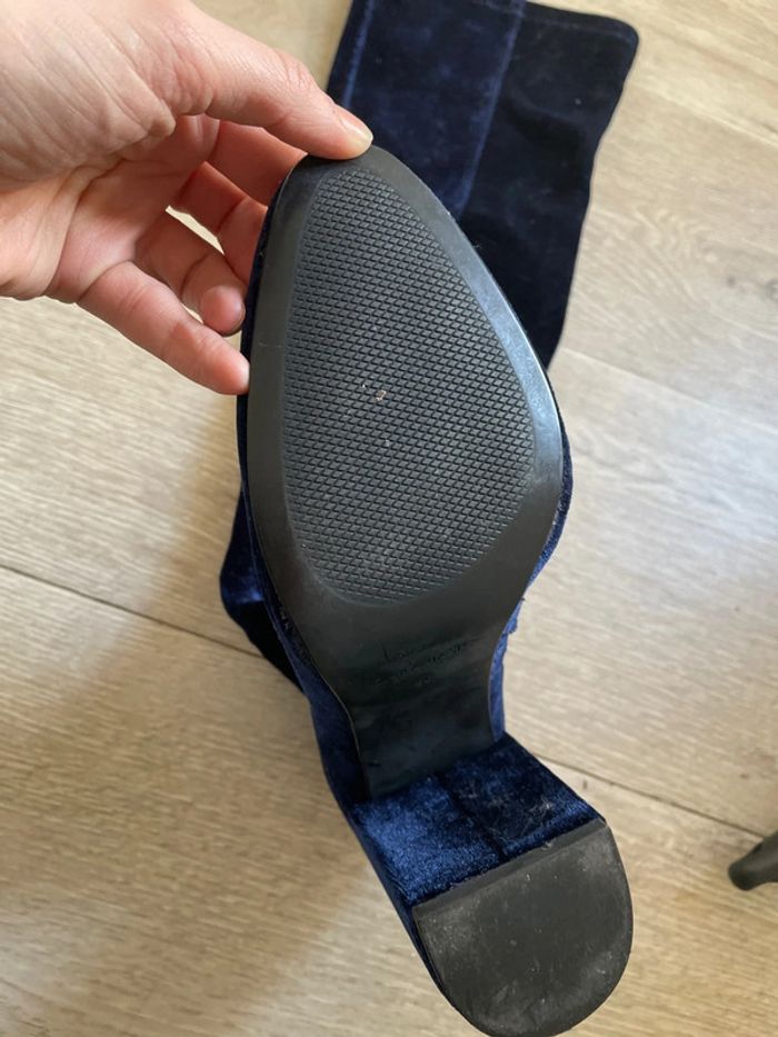 Cuissardes Zara Bleu en Velours 36 - photo numéro 4