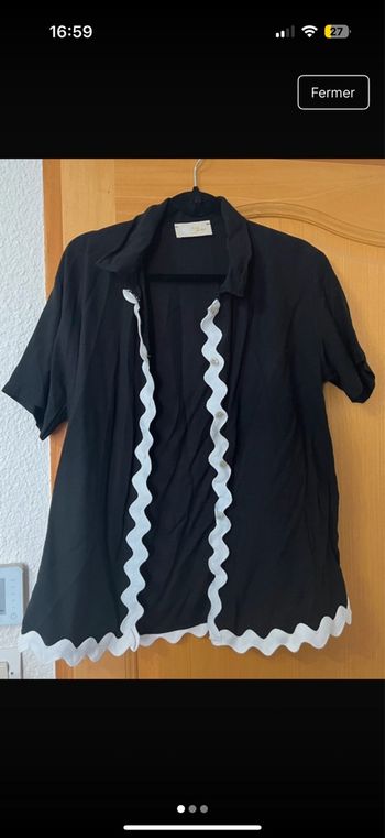 Chemise noire et blanche April vintage